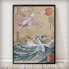 Load image into Gallery viewer, Ukiyoe-themed Pokemon Posters Showcasing Pikachu, Charizard, Blastoise and More