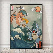 Load image into Gallery viewer, Ukiyoe-themed Pokemon Posters Showcasing Pikachu, Charizard, Blastoise and More