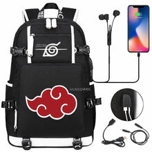 Load image into Gallery viewer, Naruto Backpack - Akatsuki Cloud & Itachi Sharingan School Bag with USB Port (8 Designs)