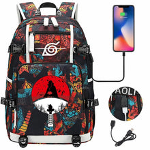 Load image into Gallery viewer, Naruto Backpack - Akatsuki Cloud & Itachi Sharingan School Bag with USB Port (8 Designs)