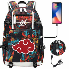 Load image into Gallery viewer, Naruto Backpack - Akatsuki Cloud & Itachi Sharingan School Bag with USB Port (8 Designs)