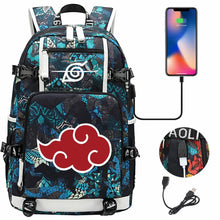 Load image into Gallery viewer, Naruto Backpack - Akatsuki Cloud & Itachi Sharingan School Bag with USB Port (8 Designs)