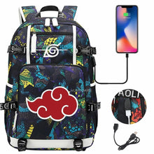 Load image into Gallery viewer, Naruto Backpack - Akatsuki Cloud & Itachi Sharingan School Bag with USB Port (8 Designs)