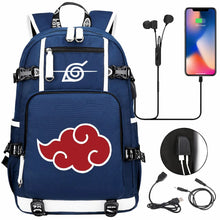 Load image into Gallery viewer, Naruto Backpack - Akatsuki Cloud & Itachi Sharingan School Bag with USB Port (8 Designs)