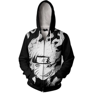 Harajuku-style Naruto Zipper Hoodie Sweatshirt