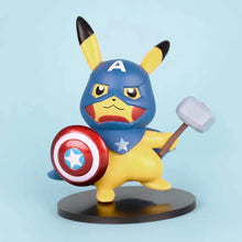 Load image into Gallery viewer, Pokemon Pikachu Figures Cosplaing Black Widow, Spiderman,  Captain America, Hulk, and Thanos
