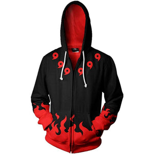 Harajuku-style Naruto Zipper Hoodie Sweatshirt