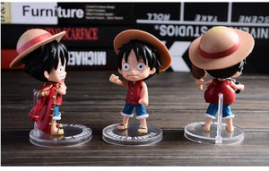 Adorable One Piece Luffy Trio: 3-Piece PVC Action Figure Set