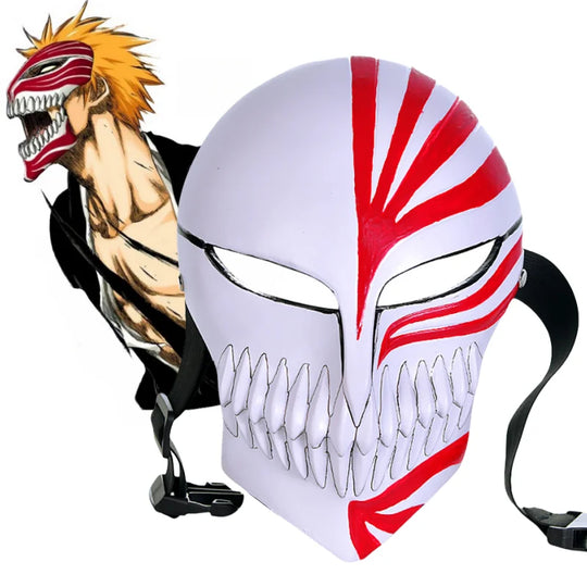 Bleach Ichigo Hollow Mask - Kurosaki Ichigo Resin Cosplay Mask with Strap
