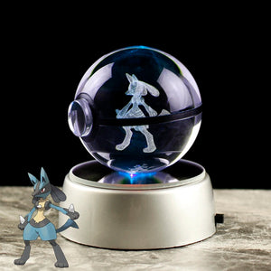 Pokemon 3D Crystal Ball Lamp Featuring Pikachu, Gengar, Mew, and Mewtwo