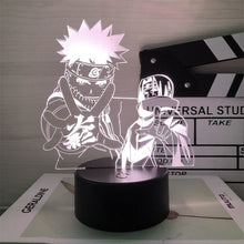 Load image into Gallery viewer, Naruto 3D Night Lamp Showcasing Naruto, Kakashi, Sasuke and Sakura
