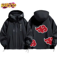 Load image into Gallery viewer, Naruto Akatsuki Hoodie - Black Red Cloud Zip Up Hooded Jacket, Unisex (60-80kg)
