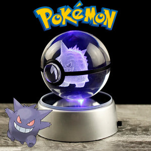 Pokemon 3D Crystal Ball Lamp Featuring Pikachu, Gengar, Mew, and Mewtwo