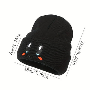 Winter Warm Cartoon Beanies – Big Eye Embroidered Knit Hats for Men & Women