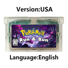 Load image into Gallery viewer, Pokemon GBA Game Cartridge - Fan Editions: Emerald Seaglass, Run &amp; Bun, Dark Violet, Lunar &amp; More (37 Games)
