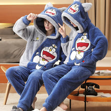 Load image into Gallery viewer, Doraemon Couple Pajamas Set: Cozy Winter Hoodies
