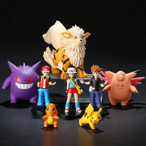 The Pokemon World Championships Figures 8pcs/set Showcasing Pikachu, Charizard, Leaf, Clefable, Gengar, Green, and Windy