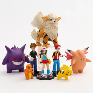 The Pokemon World Championships Figures 8pcs/set Showcasing Pikachu, Charizard, Leaf, Clefable, Gengar, Green, and Windy