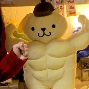 Sanrio's Kawaii Hello Kitty & Pompompurin Abdominal Muscles Plush Pillow