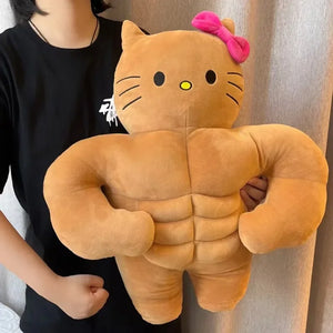 Sanrio's Kawaii Hello Kitty & Pompompurin Abdominal Muscles Plush Pillow