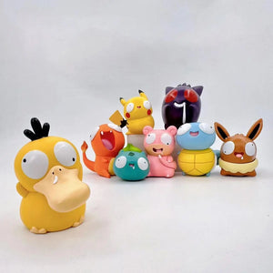 8 style Pokemon Funny looking Pikachu, Bulbasaur, Charmander, Squirtle Figures