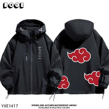 Load image into Gallery viewer, Naruto Akatsuki Hoodie - Black Red Cloud Zip Up Hooded Jacket, Unisex (60-80kg)
