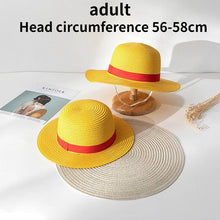 Load image into Gallery viewer, One Piece Luffy Straw Hat - Monkey D. Luffy Cosplay Woven Straw Hat with Red Band, Adult &amp; Child Sizes
