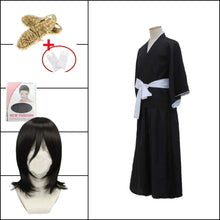 Load image into Gallery viewer, Kuchiki Rukia Soul Reaper Cosplay Set - Bleach Shihakusho Kimono, Bob Wig and Waraji Sandals
