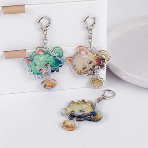 Game Genshin Impact Mika Kaveh, Baizhu, Kirara Key Chain Pendant