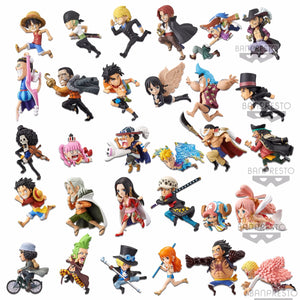 One Piece Mystery Blind Box Showcasing The Four Emperors, Shanks, Teach, Luffy, Buggy, and Zoro