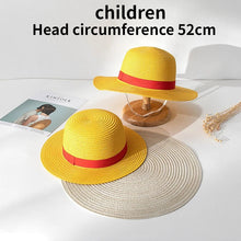 Load image into Gallery viewer, One Piece Luffy Straw Hat - Monkey D. Luffy Cosplay Woven Straw Hat with Red Band, Adult &amp; Child Sizes
