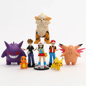 The Pokemon World Championships Figures 8pcs/set Showcasing Pikachu, Charizard, Leaf, Clefable, Gengar, Green, and Windy