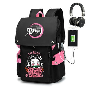 Anime Demon Slayer Laptop Backpack with USB Charging Port