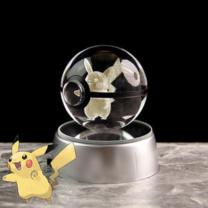 Pokemon 3D Crystal Ball Lamp Featuring Pikachu, Gengar, Mew, and Mewtwo