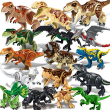 Load image into Gallery viewer, Jurassic Dino Water World Large Dinosaurs Building Blocks Featuring Velociraptor, T-Rex, Triceratops, and Indominus Rex
