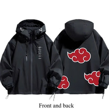 Load image into Gallery viewer, Naruto Akatsuki Hoodie - Black Red Cloud Zip Up Hooded Jacket, Unisex (60-80kg)
