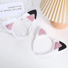 Load image into Gallery viewer, Cat Ear Headband - White Fluffy Cat Ears with Pink Glitter, Cosplay and Party Headpiece for Kids (1-5 Packs)
