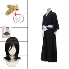 Load image into Gallery viewer, Kuchiki Rukia Soul Reaper Cosplay Set - Bleach Shihakusho Kimono, Bob Wig and Waraji Sandals
