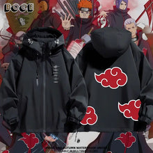 Load image into Gallery viewer, Naruto Akatsuki Hoodie - Black Red Cloud Zip Up Hooded Jacket, Unisex (60-80kg)
