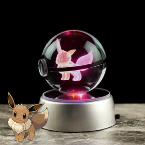 Pokemon 3D Crystal Ball Lamp Featuring Pikachu, Gengar, Mew, and Mewtwo