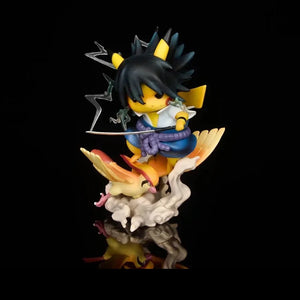 Pokemon Pikachu Cosplaying Naruto Haruno Sakura and Uchiha Sasuke Action Figures