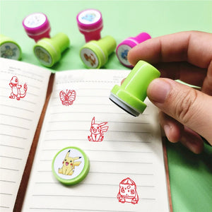 Pokemon 10pcs/set Color Stamp Set Showcasing Pikachu, Psyduck, Charmander, and Bulbasaur