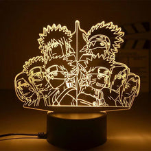 Load image into Gallery viewer, Naruto 3D Night Lamp Showcasing Naruto, Kakashi, Sasuke and Sakura
