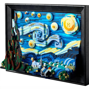 Starry Night Building Blocks Set - Vincent Van Gogh Inspired Art Bricks for Home Decor & Education