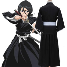 Load image into Gallery viewer, Kuchiki Rukia Soul Reaper Cosplay Set - Bleach Shihakusho Kimono, Bob Wig and Waraji Sandals
