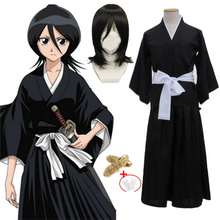 Load image into Gallery viewer, Kuchiki Rukia Soul Reaper Cosplay Set - Bleach Shihakusho Kimono, Bob Wig and Waraji Sandals
