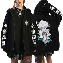 Load image into Gallery viewer, Jujutsu Kaisen Hoodie - Gojo Satoru Zip Up Hoodie, Oversized Unisex Fleece-Lined Jacket (S-XXXL)
