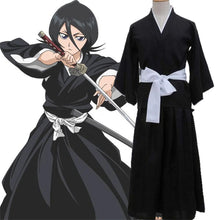 Load image into Gallery viewer, Kuchiki Rukia Soul Reaper Cosplay Set - Bleach Shihakusho Kimono, Bob Wig and Waraji Sandals
