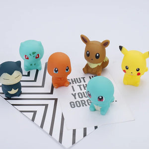 Pokemon Figures 6pcs/Set Showcasing Pikachu, Bulbasaur, Charmander, Squirtle, Eevee, and Snorlax