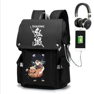 Anime Demon Slayer Laptop Backpack with USB Charging Port